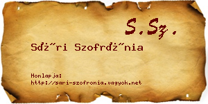 Sári Szofrónia névjegykártya